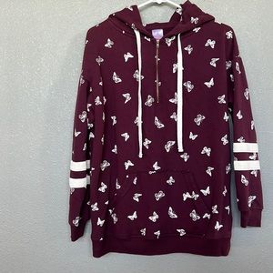 Burgundy Butterfly Sweater Juniors Size Medium
